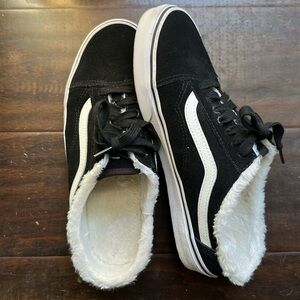 Vans Old Skool School Black Mule w/Sherpa
